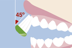 brush at 45 degree angle